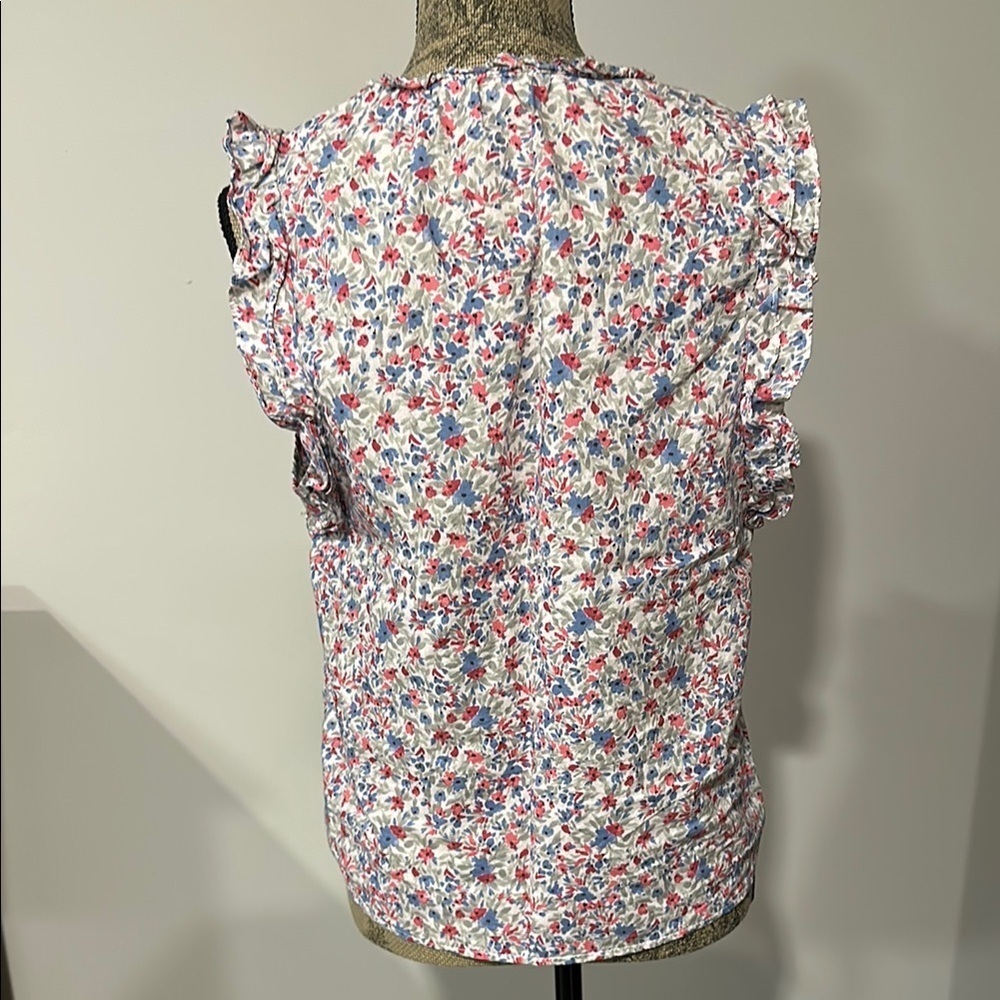 BB Dakota Steve Madden Floral Ruffle flutter Sleeve Top Size Large - Picture 7 of 12